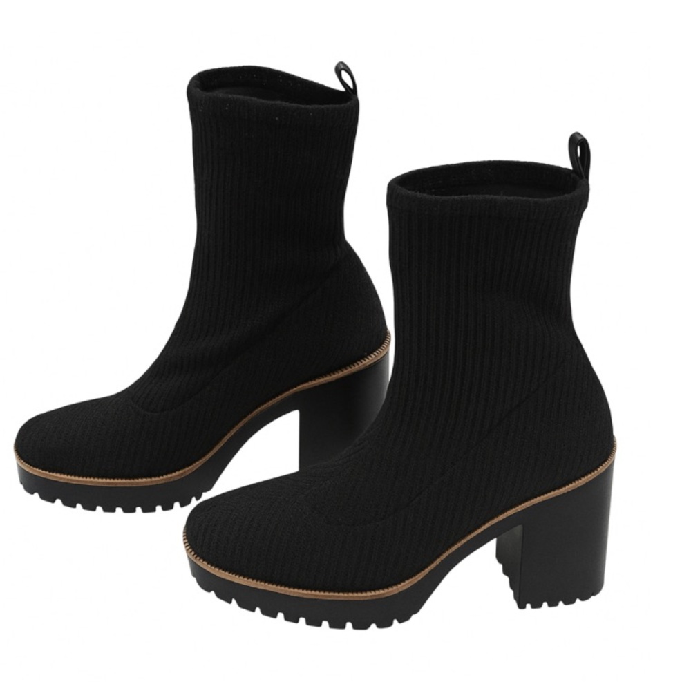 Chinese Laundry Black Knit Ankle Boots- Size 8